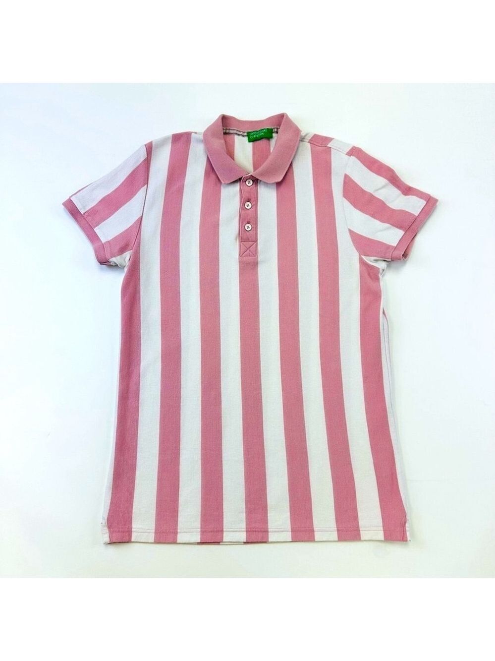 Benetton Vintage 90s stripe polo Athletic prep womens cotton shirt Medium